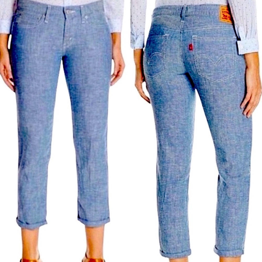 Rare Linen LEVI’S Jeans Relax Fit Boyfriend Blue Lightweight Size 30 - Picture 9 of 16